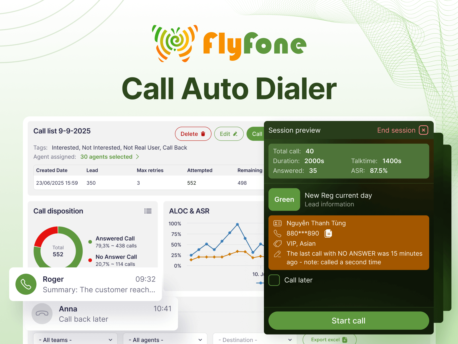 Auto Dialer Software - FlyFone AI-first call center