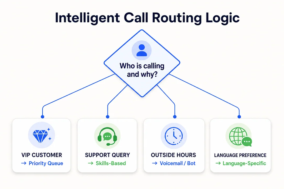 Intelligent Call Routing Logic, editorial infographic supporting the article body.