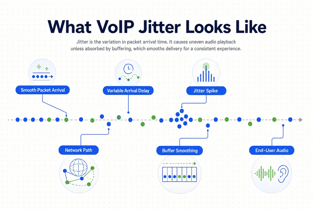 What VoIP Jitter Looks Like, editorial infographic supporting the article body.