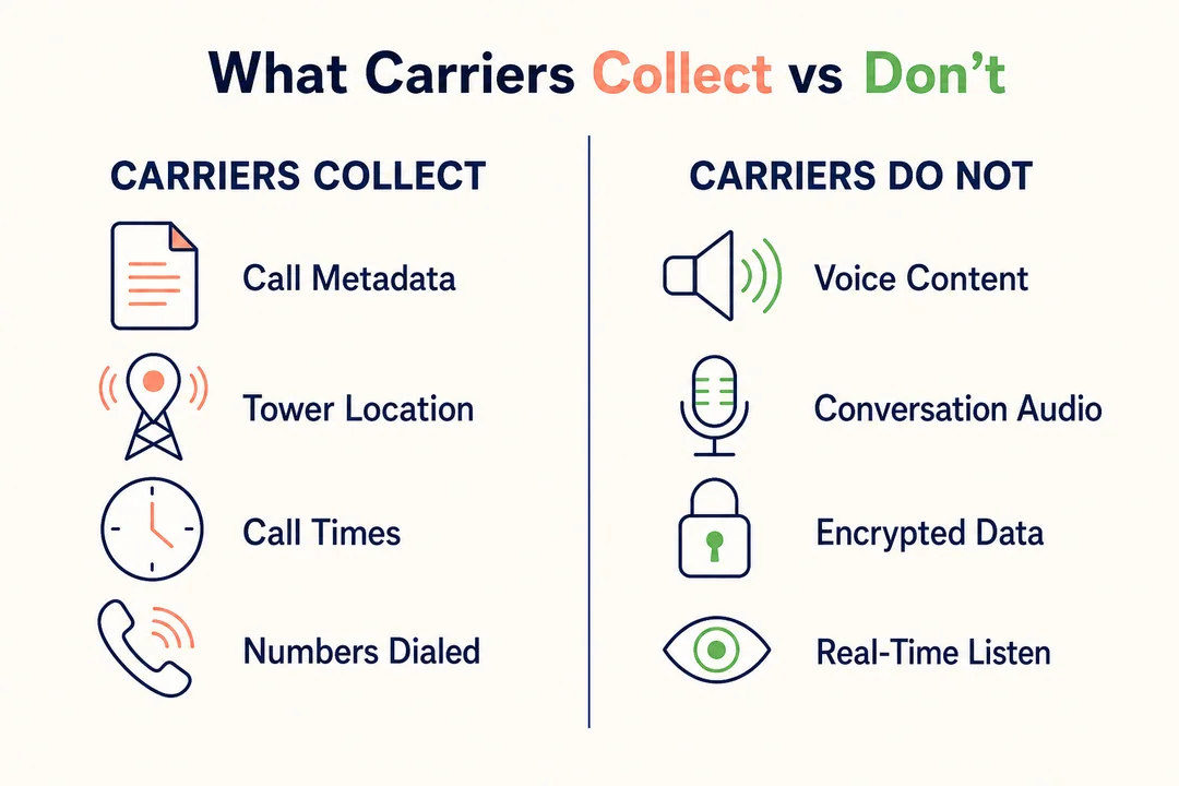What Carriers Collect vs Don't - editorial infographic supporting the article.