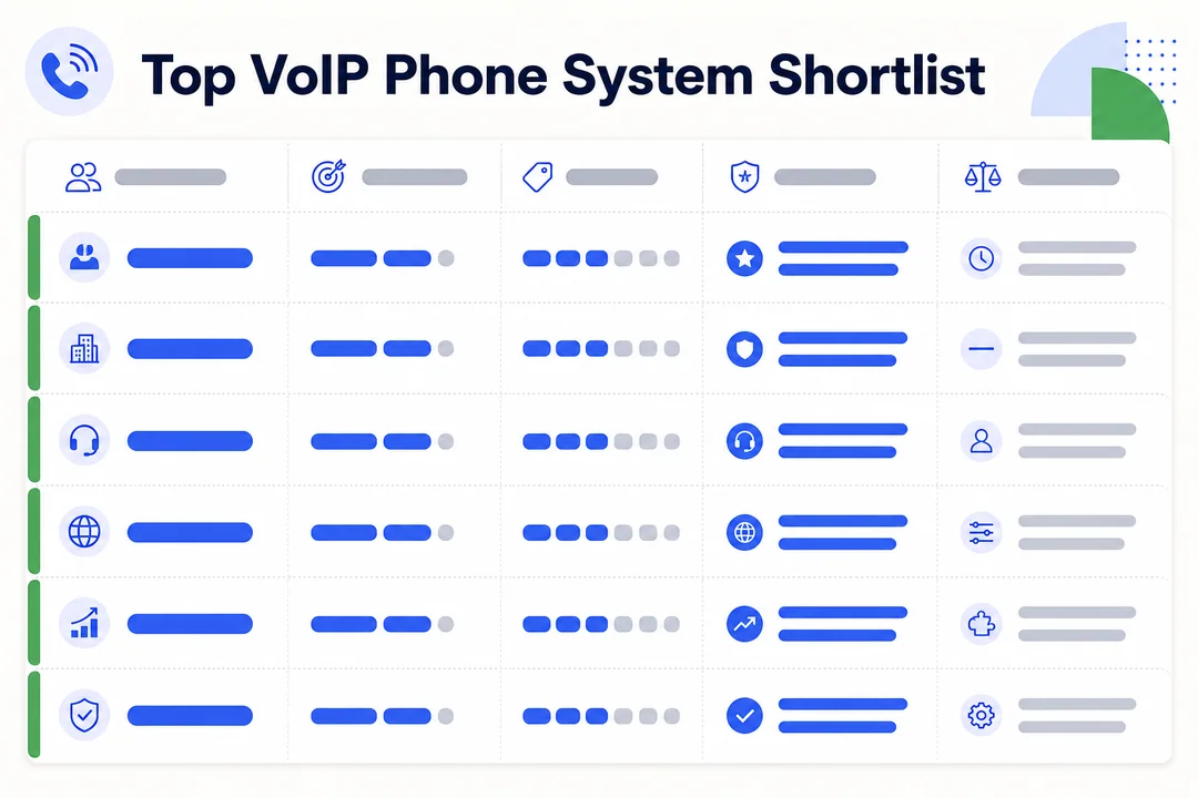 Top VoIP Phone System Shortlist, editorial infographic supporting the article body.