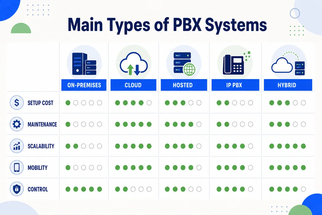 主流PBX系统类型——配合本文的编辑用信息图。