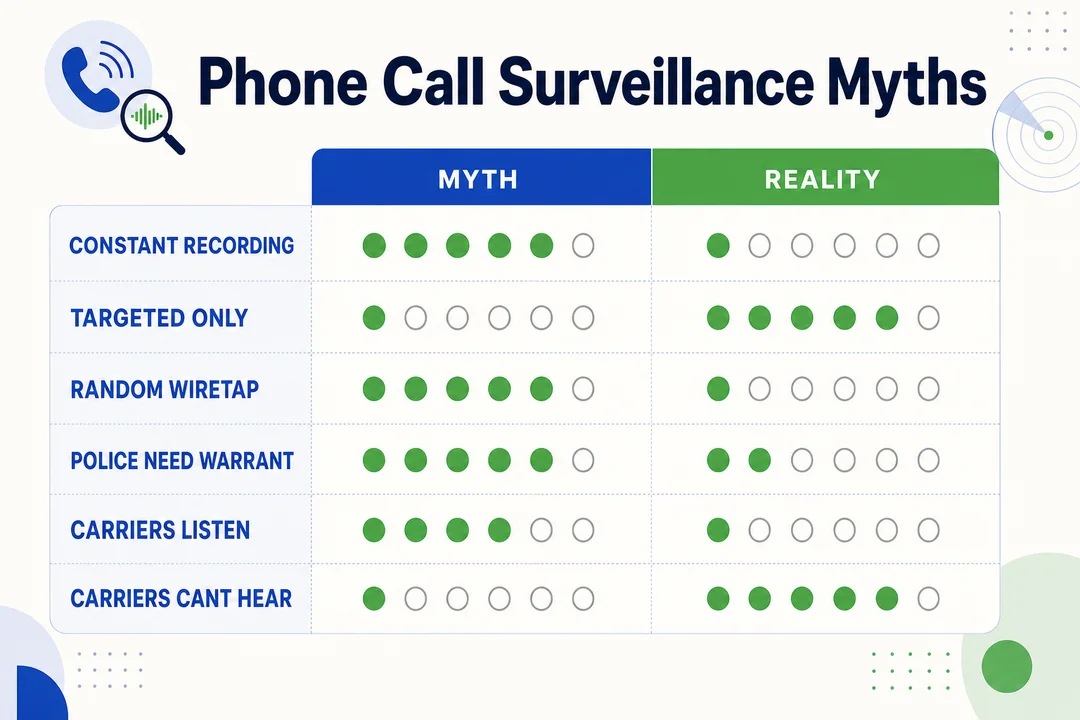Phone Call Surveillance Myths - editorial infographic supporting the article.