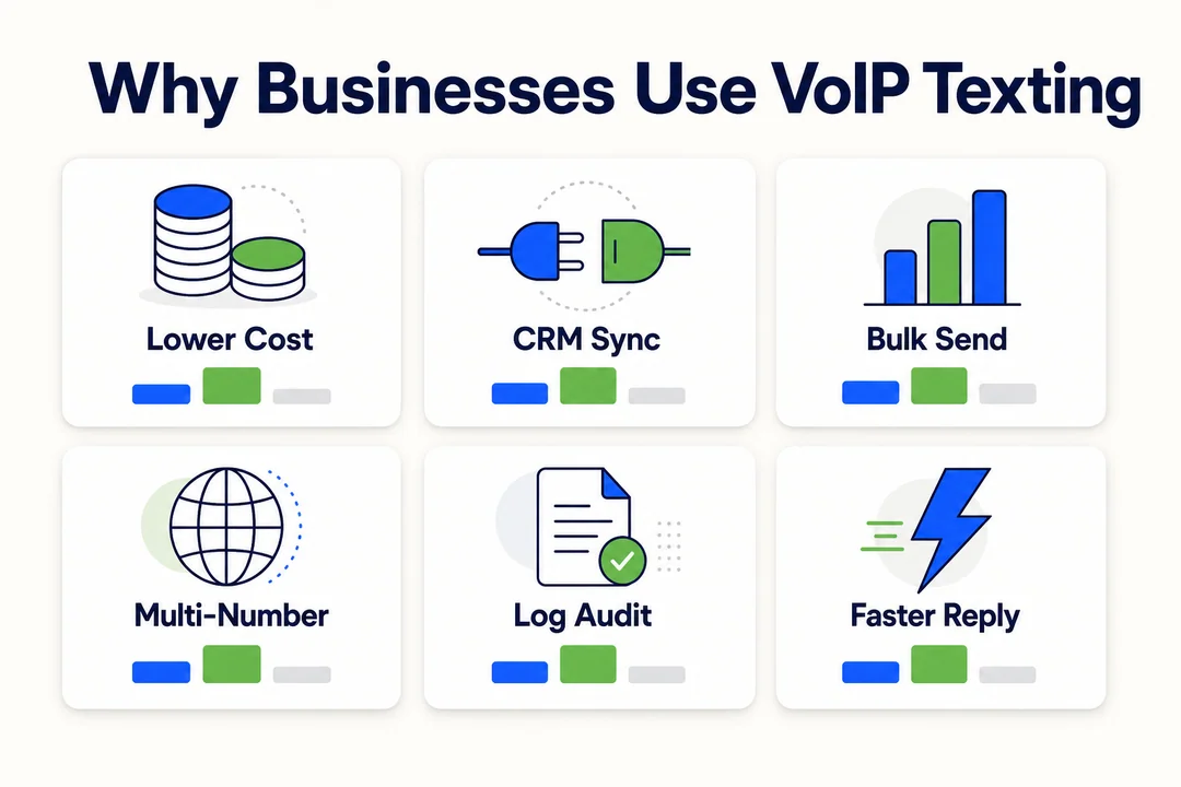 Why Businesses Use VoIP Texting - editorial infographic supporting the article.