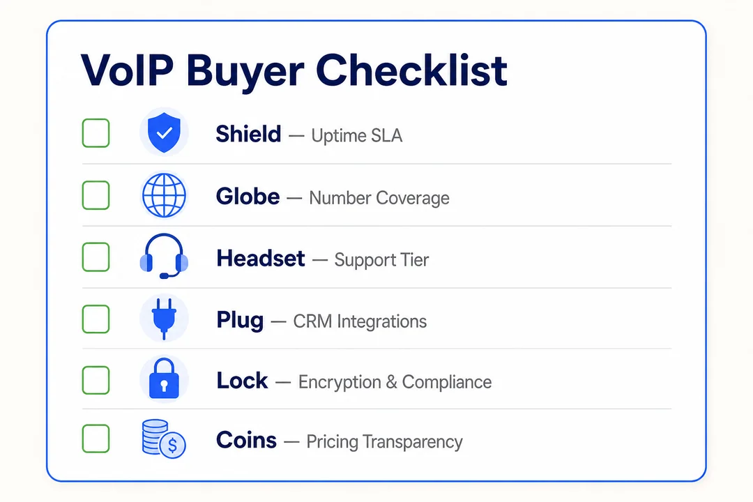 VoIP Buyer Checklist, editorial infographic supporting the article body.