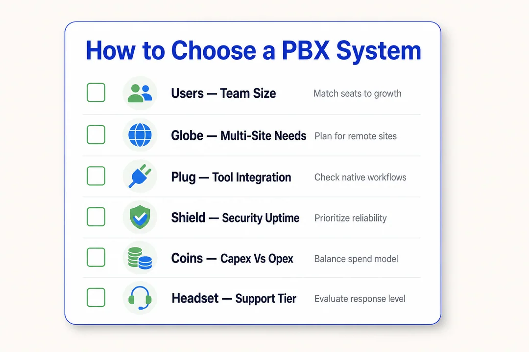 如何选择PBX系统——支持本文的编辑信息图