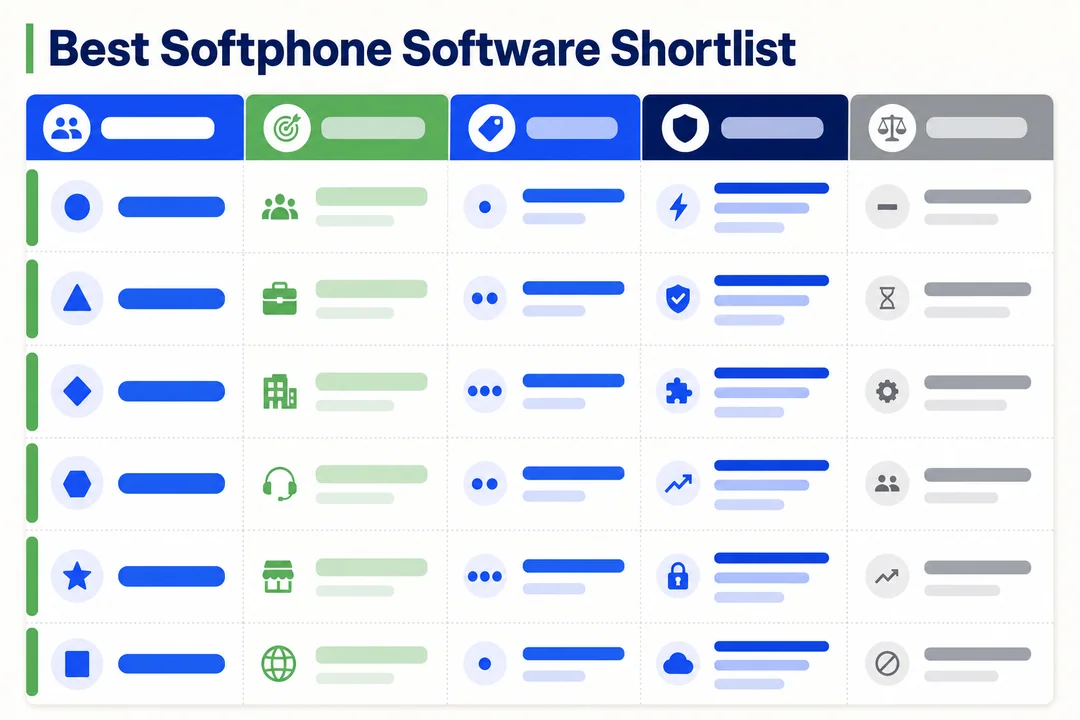 Лучшее программное обеспечение для softphone — краткий список (редакционная инфографика, дополняющая статью).