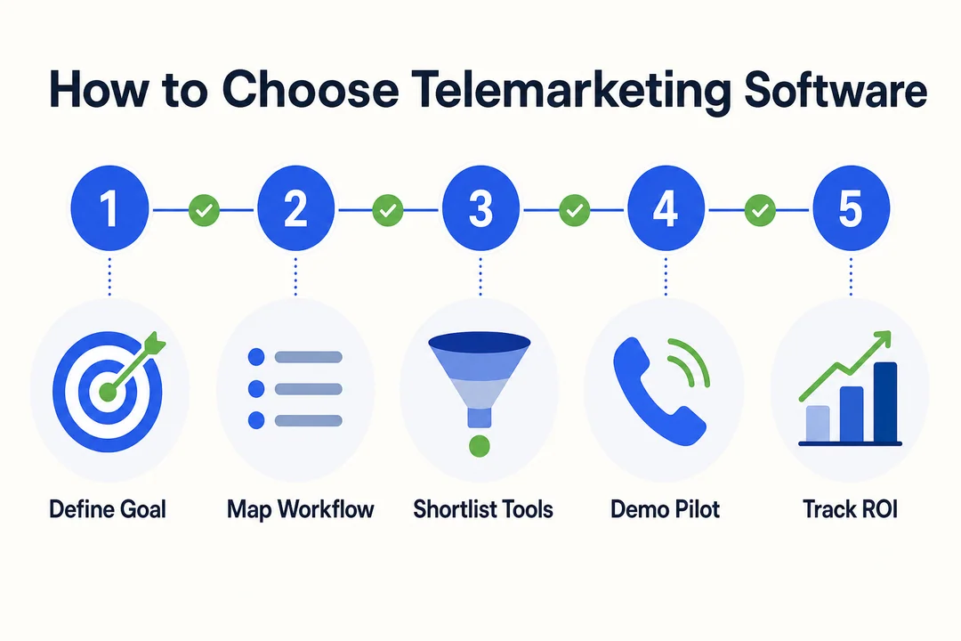 How to Choose Telemarketing Software - editorial infographic supporting the article.